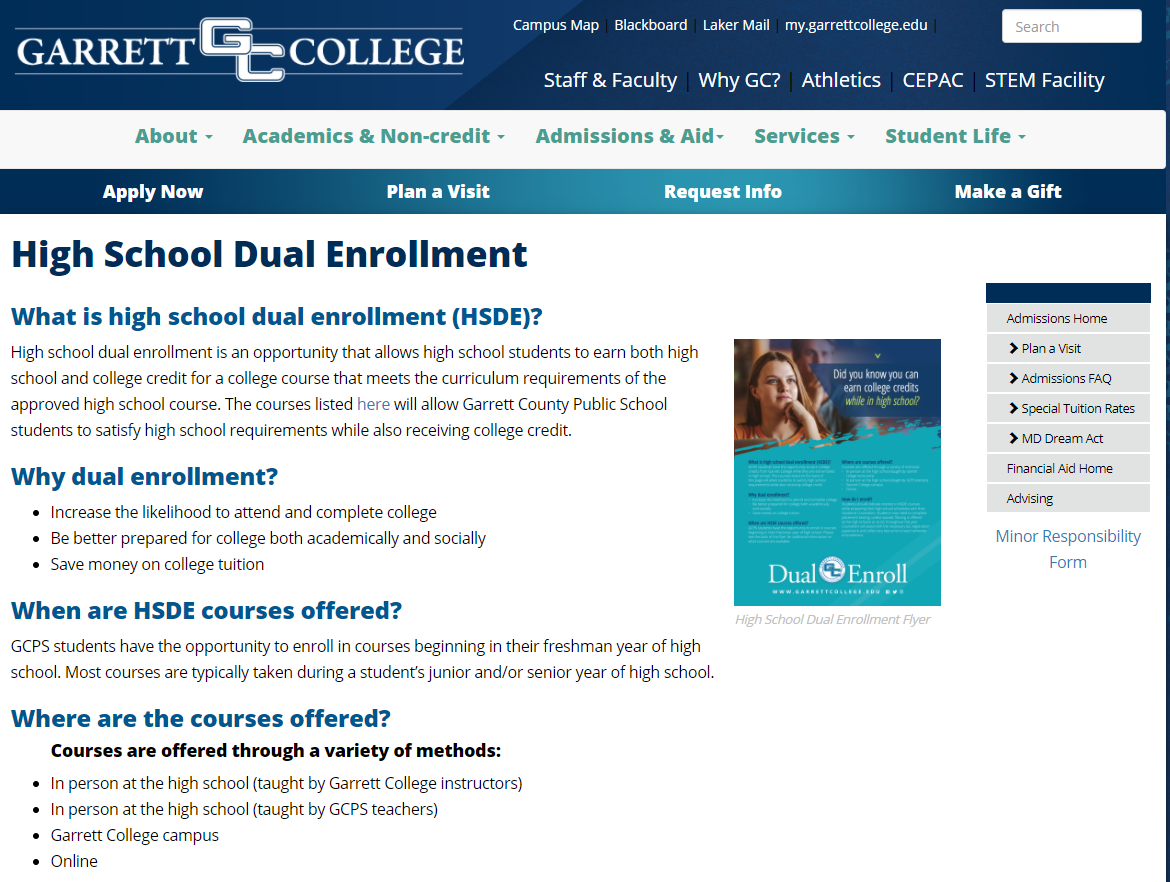 Garrett College Dual Enrollment